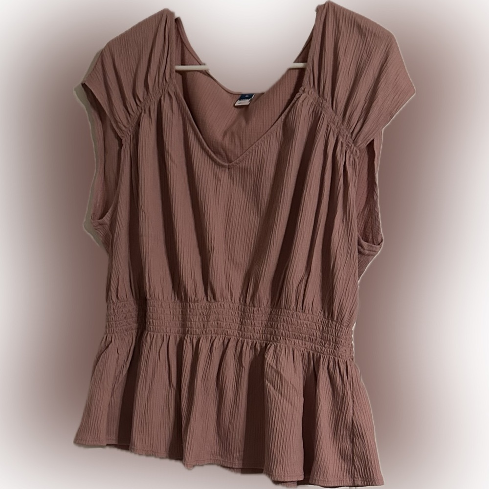 Old Navy Pink Smocked Sleeveless Blouse with Relaxed Fit -Size XL, Like New